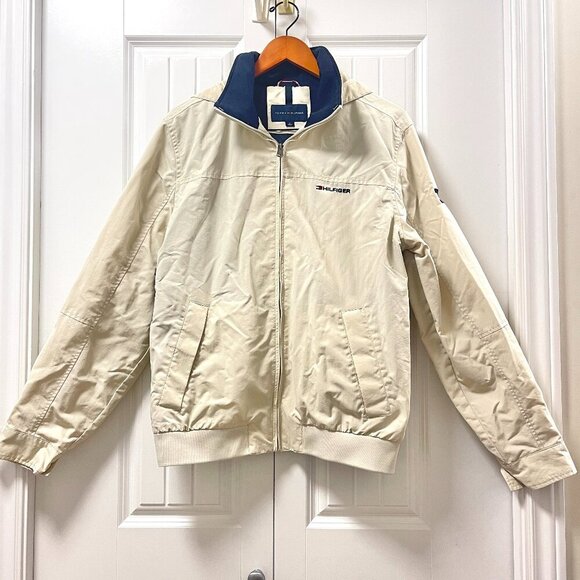 Tommy Hilfiger Hooded Lightweight Zip Up Jacket Ivory  - M - Picture 1 of 11